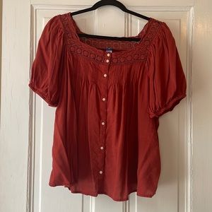 burnt orange peasant blouse